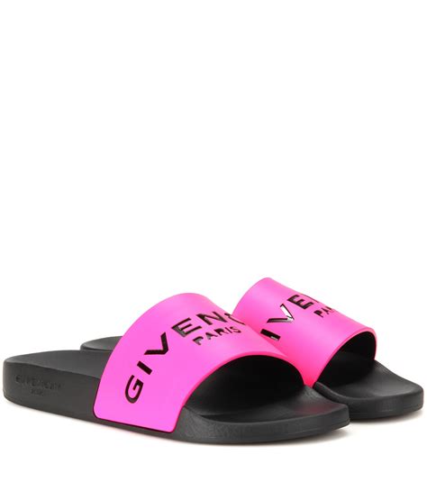 black and pink givenchy slides|Givenchy rubber slides.